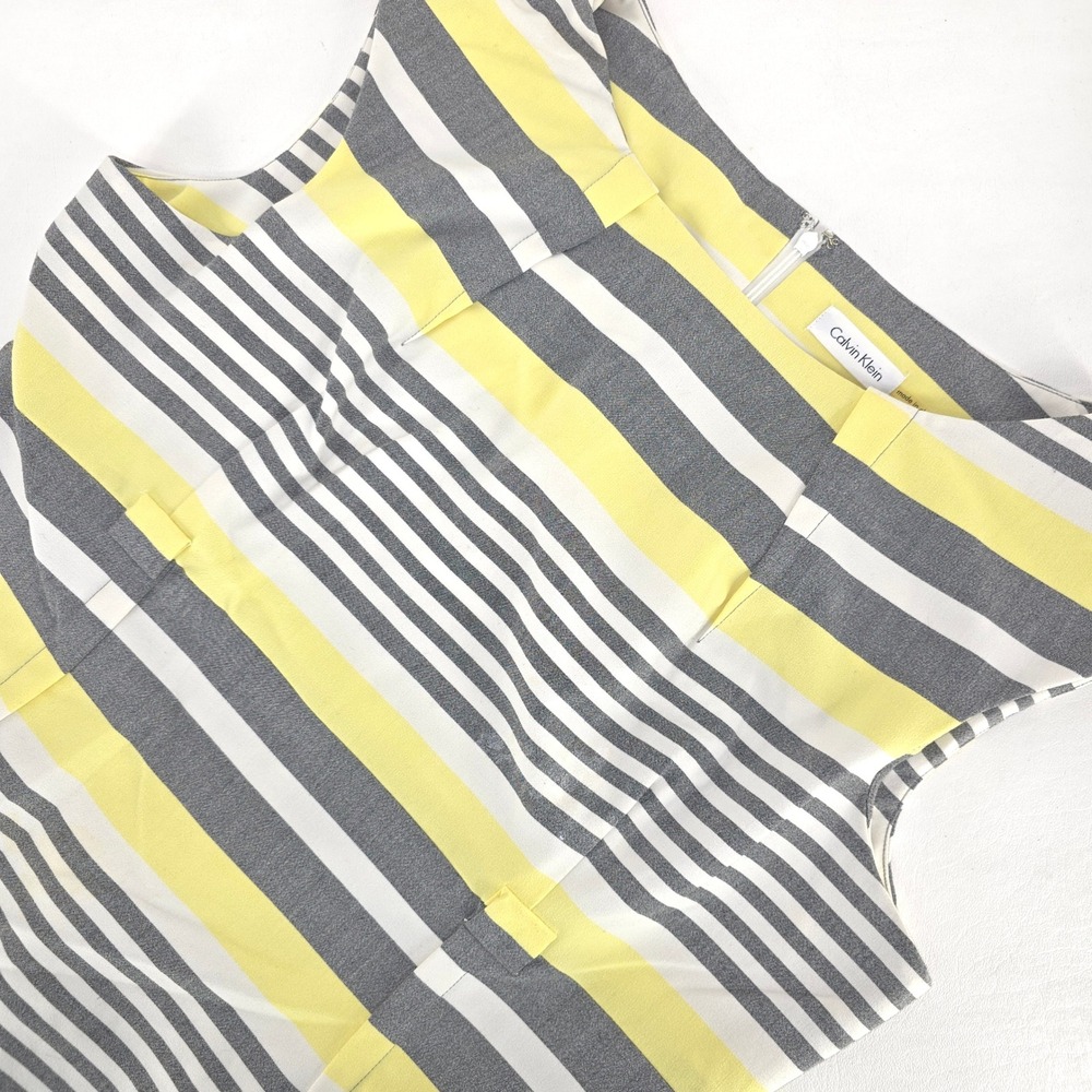 Calvin Klein Yellow & Gray Striped Women's Dress